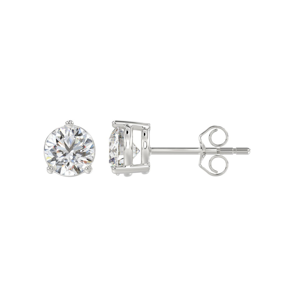 14K WHITE GOLD 2CT ROUND DIAMOND LADIES SOLITAIRE EARRINGS 