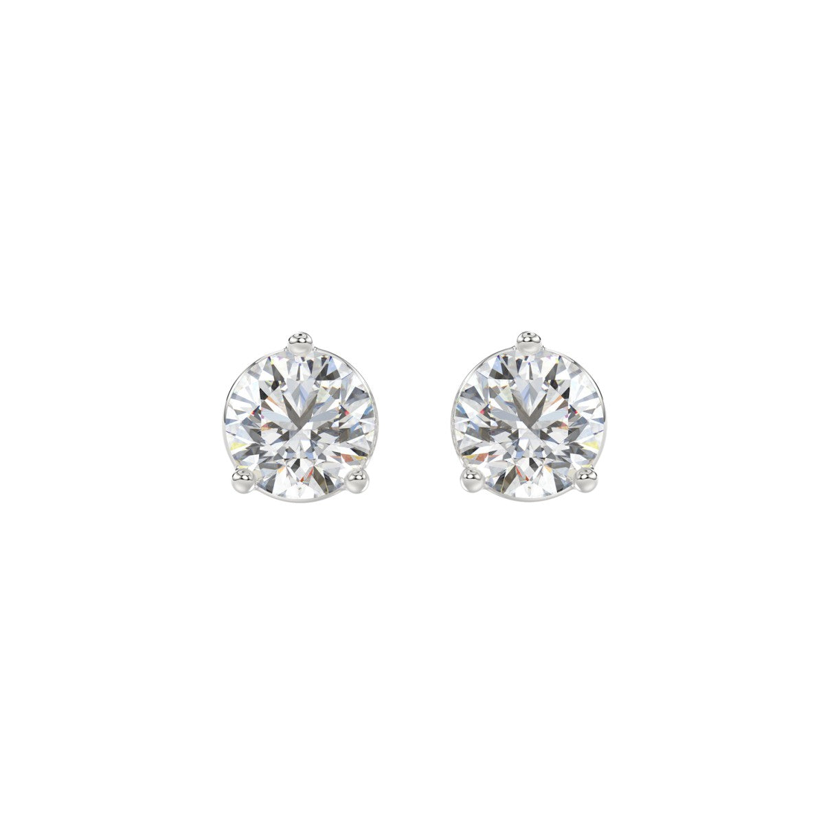 LADIES SOLITAIRE EARRINGS 2 1/2CT ROUND DIAMOND 14K WHITE GOLD 