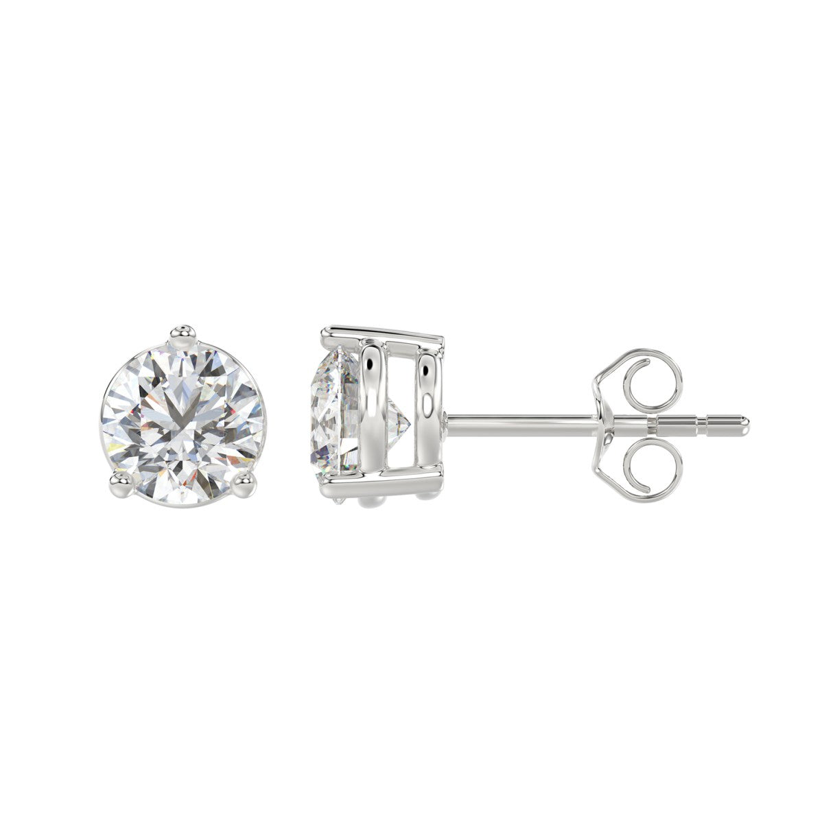 14K WHITE GOLD 3CT ROUND DIAMOND LADIES SOLITAIRE EARRINGS (CENTER STONE  ROUND DIAMOND 1 1/2CT)