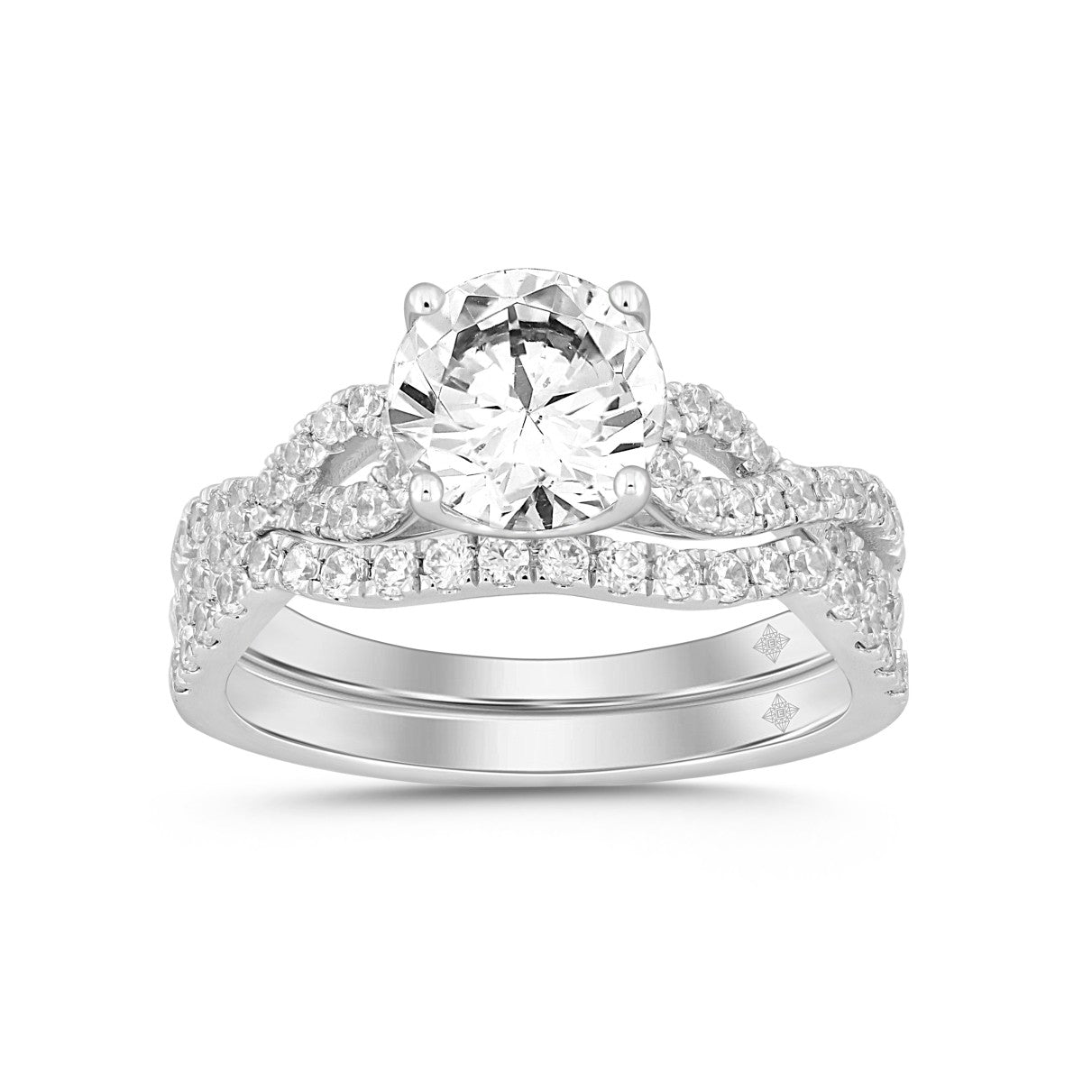 LADIES BRIDAL SET 2CT ROUND DIAMOND 14K WHITE GOLD (ROUND DIAMOND 1 1/2CT )