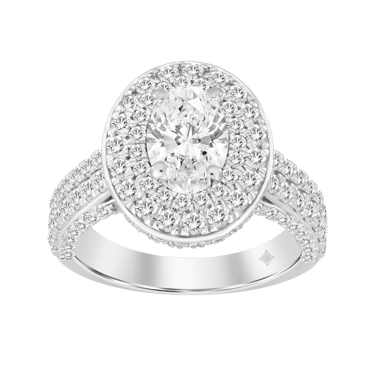 LADIES BRIDAL SET 3CT ROUND/OVAL DIAMOND 14K WHITE GOLD(OVAL DIAMOND 1CT)