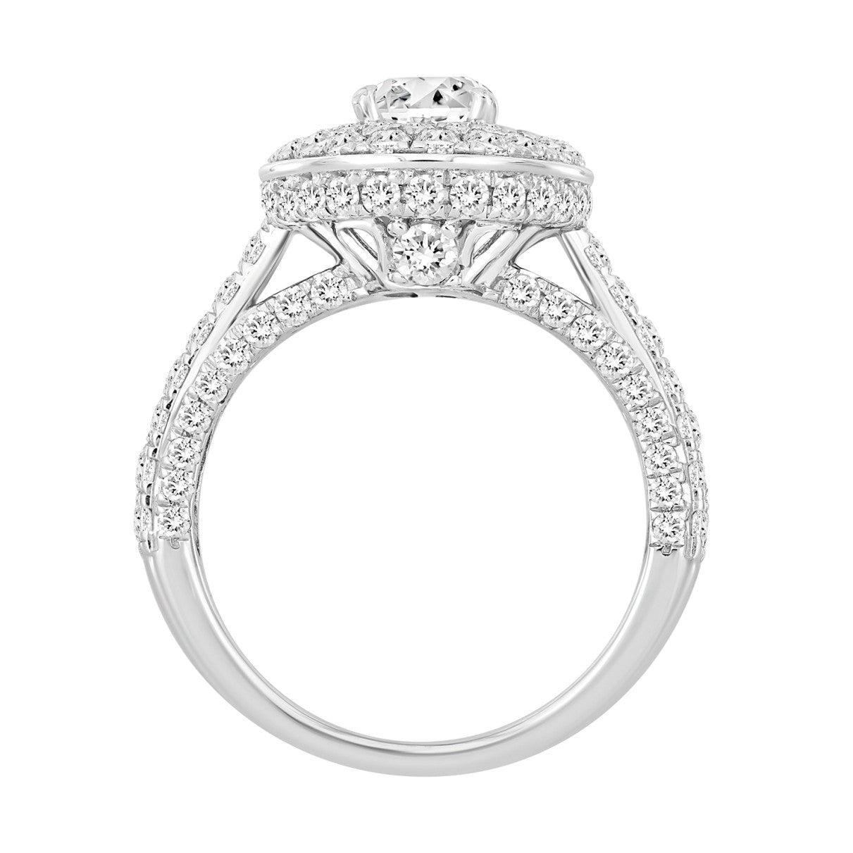 LADIES BRIDAL SET 3CT ROUND/OVAL DIAMOND 14K WHITE GOLD(OVAL DIAMOND 1CT)