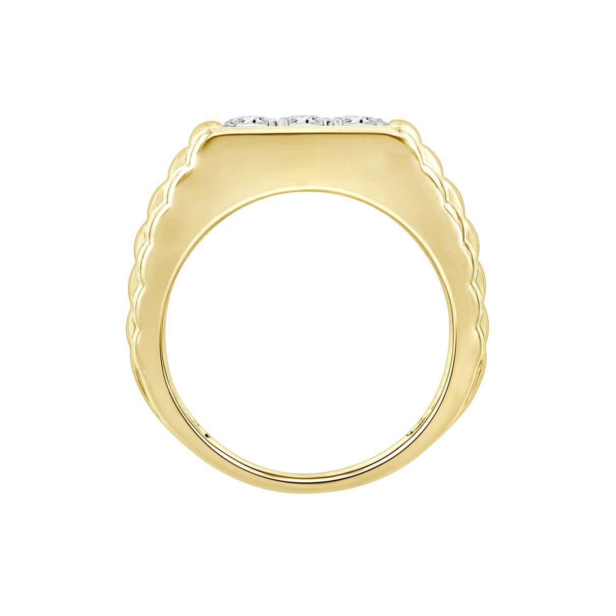 MENS RING 1 1/2CT ROUND DIAMOND 14K YELLOW GOLD