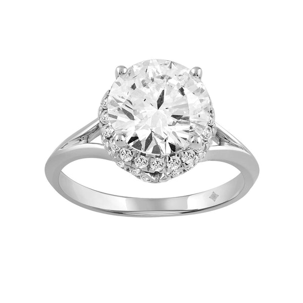 LADIES RING 3 3/8CT ROUND DIAMOND 14K WHITE GOLD (CENTER STONE ROUND DIAMOND 3CT )