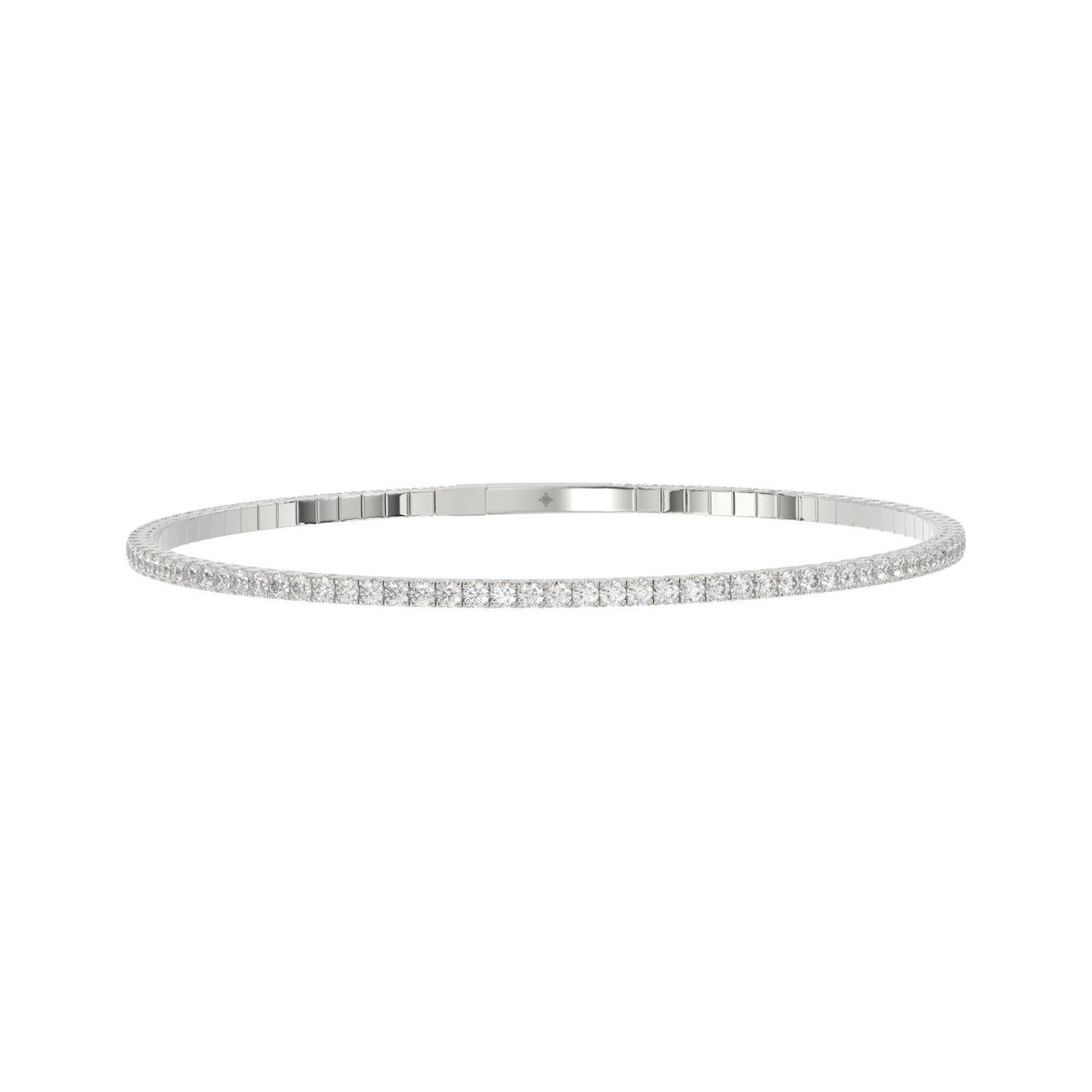 LADIES FLEXIBLE BANGLE 5 1/3CT ROUND DIAMOND 14K WHITE GOLD 