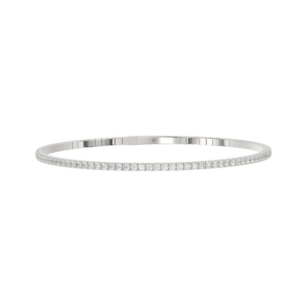 LADIES FLEXIBLE BANGLE 5 1/3CT ROUND DIAMOND 14K WHITE GOLD 