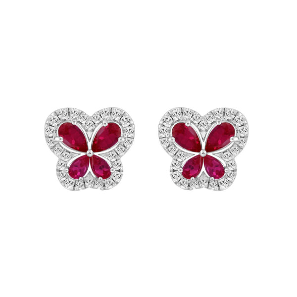 14K WHITE GOLD 1 1/2CT ROUND/PEAR DIAMOND LADIES EARRINGS