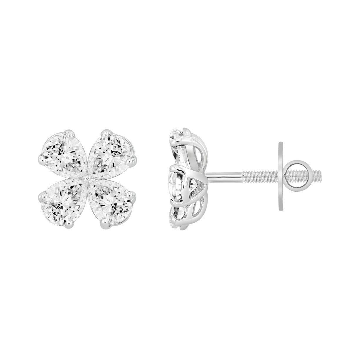 LADIES EARRINGS 1 1/3CT PEAR DIAMOND 14K WHITE GOLD