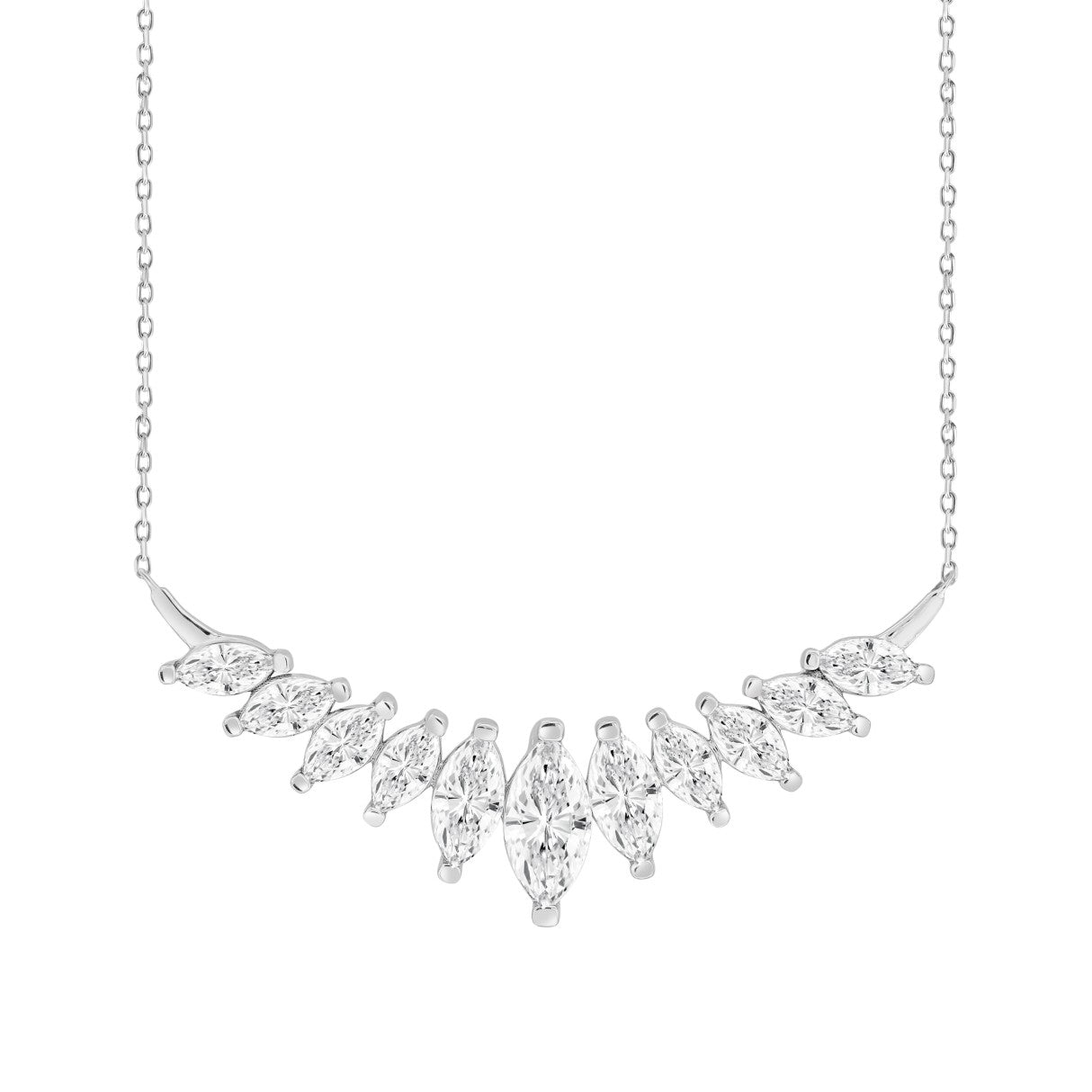 LADIES NECKLACE 4CT MARQUISE DIAMOND 14K WHITE GOLD