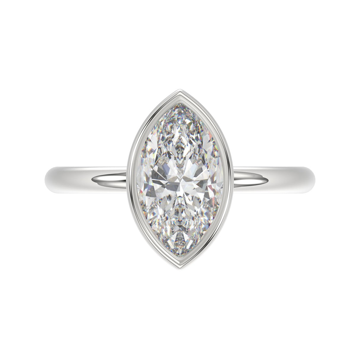 LADIES SOLITAIRE RING 2CT MARQUISE DIAMOND 14K WHITE GOLD (CENTER STONE MARQUISE DIAMOND 2CT )