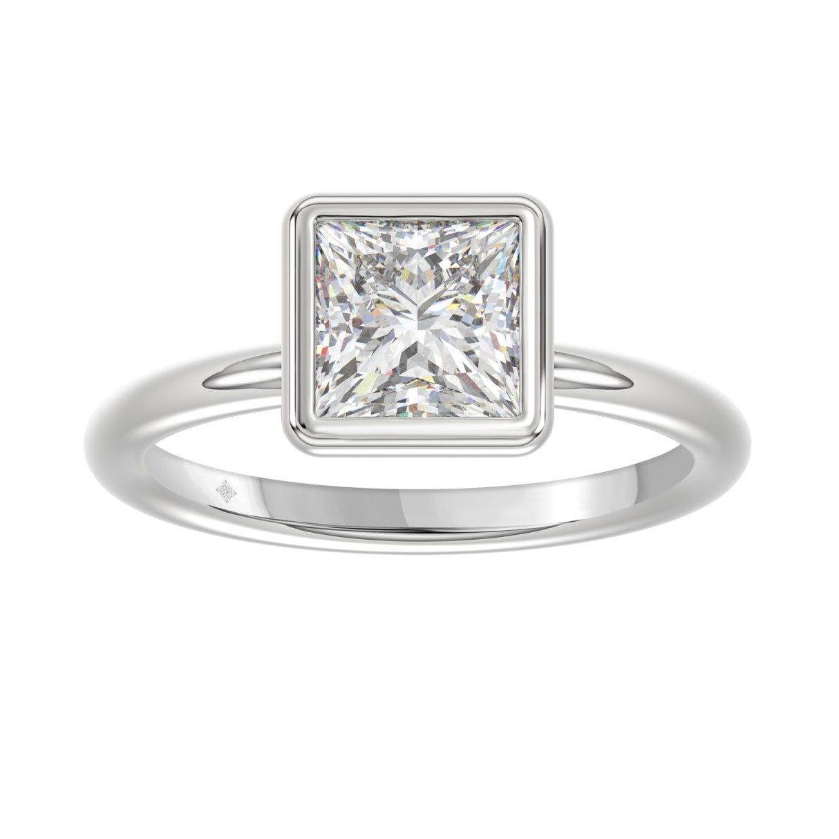 LADIES SOLITAIRE RING 2CT PRINCESS DIAMOND 14K WHITE GOLD (CENTER STONE PRINCESS DIAMOND 2CT )