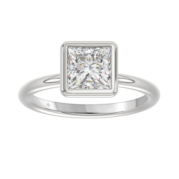 LADIES SOLITAIRE RING 2CT PRINCESS DIAMOND 14K WHITE GOLD (CENTER STONE PRINCESS DIAMOND 2CT )