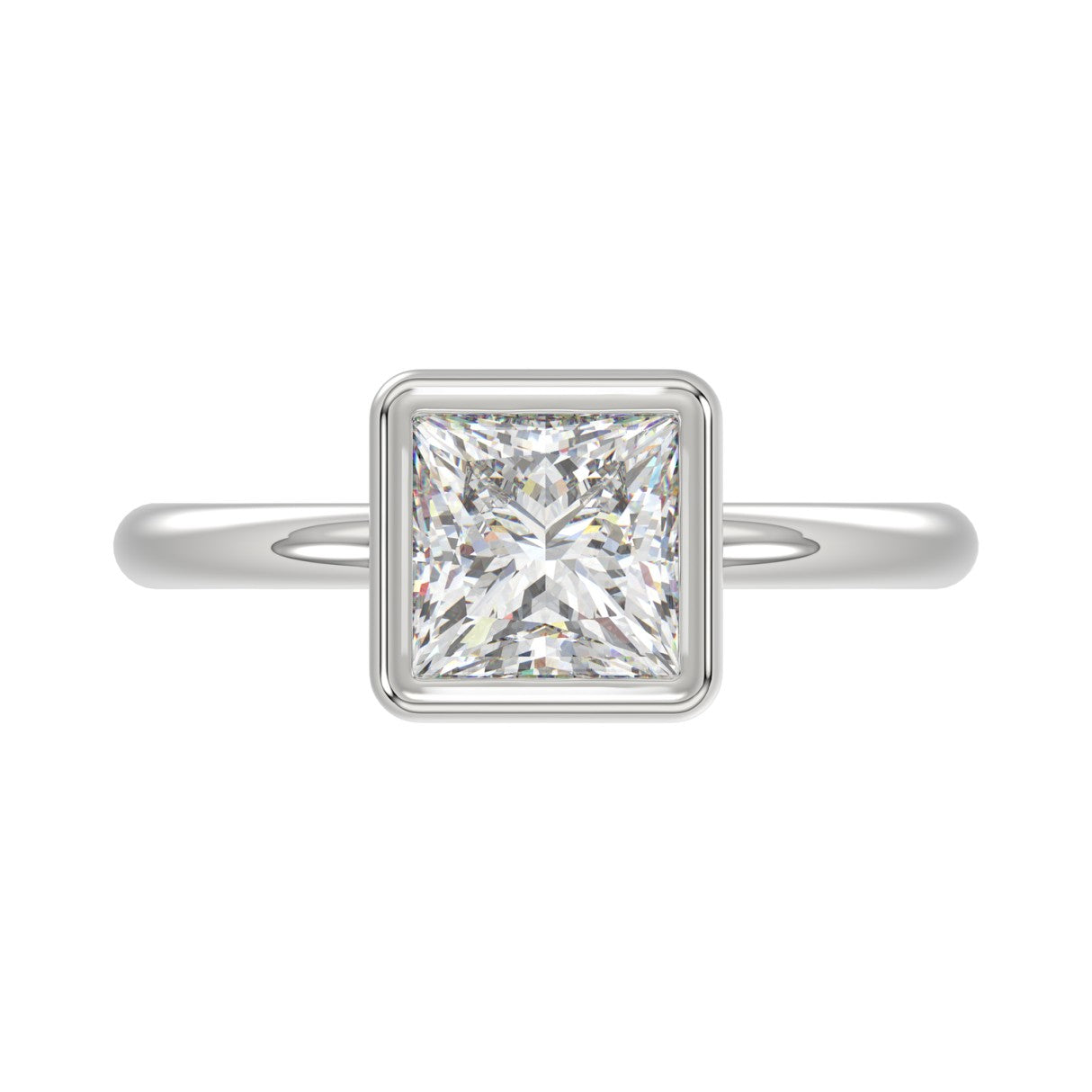 LADIES SOLITAIRE RING 2CT PRINCESS DIAMOND 14K WHITE GOLD (CENTER STONE PRINCESS DIAMOND 2CT )