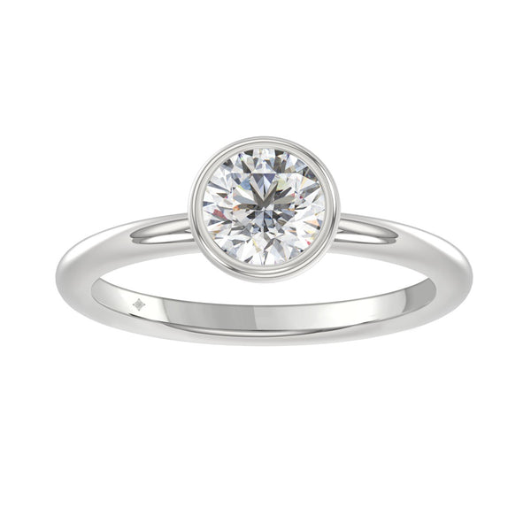 LADIES SOLITAIRE RING 1CT ROUND DIAMOND 14K WHITE GOLD (CENTER STONE ROUND DIAMOND 1CT )