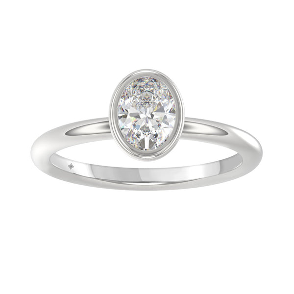 LADIES SOLITAIRE RING 1CT OVAL DIAMOND 14K WHITE GOLD (CENTER STONE OVAL DIAMOND 1CT )