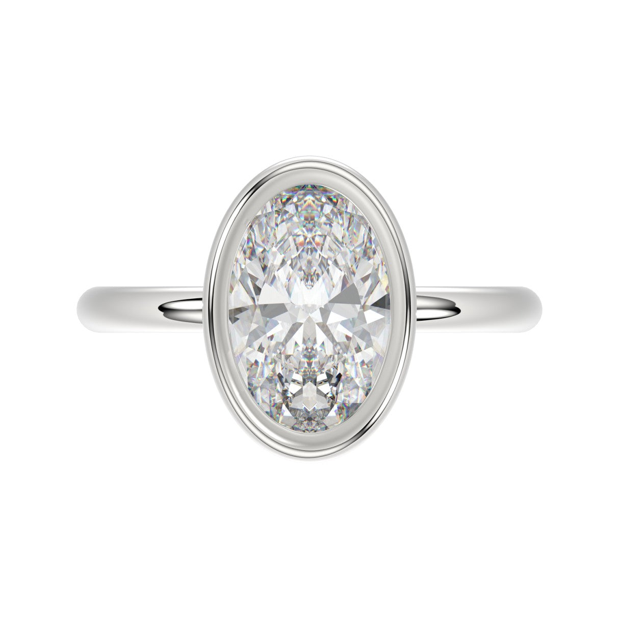 LADIES SOLITAIRE RING 3CT OVAL DIAMOND 14K WHITE GOLD (CENTER STONE OVAL DIAMOND 3CT )