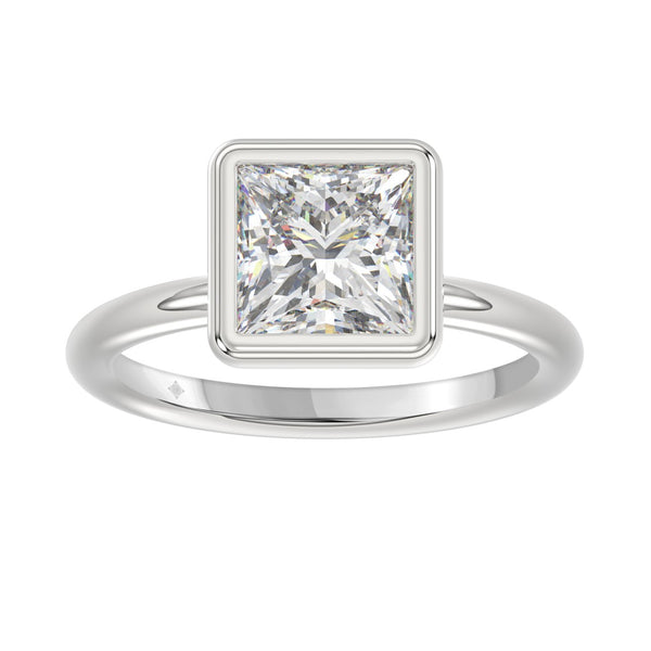 LADIES SOLITAIRE RING 3CT PRINCESS DIAMOND 14K WHITE GOLD (CENTER STONE PRINCESS DIAMOND 3CT )