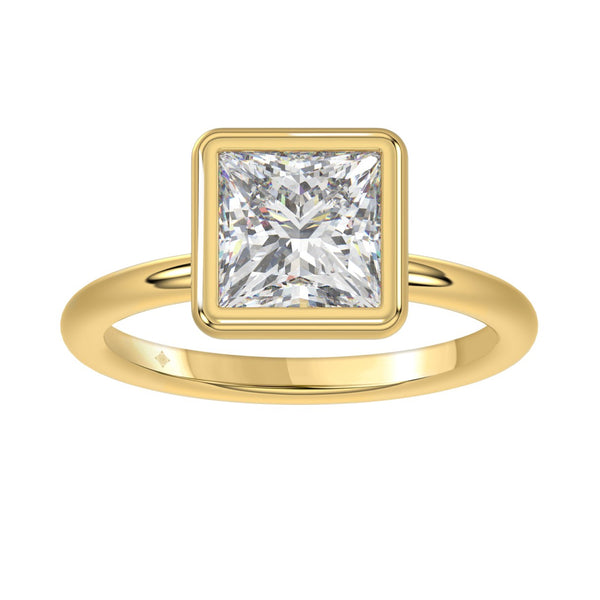 LADIES SOLITAIRE RING 3CT PRINCESS DIAMOND 14K YELLOW GOLD (CENTER STONE PRINCESS DIAMOND 3CT )