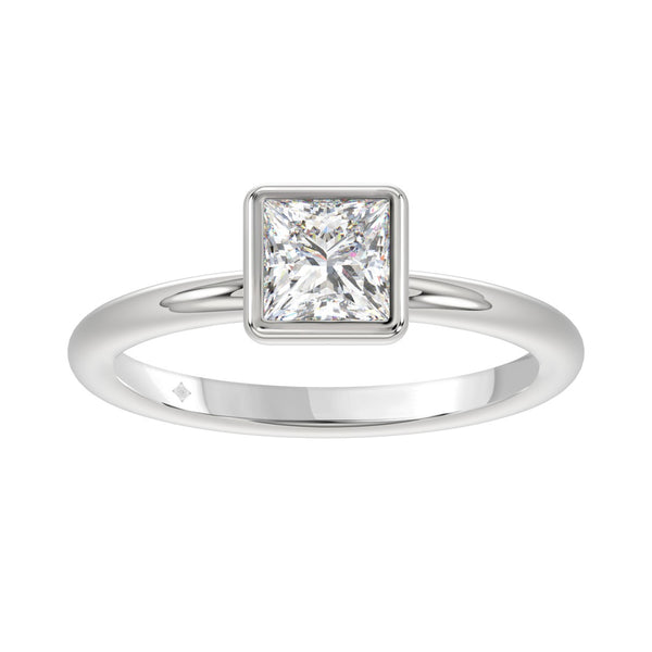 LADIES SOLITAIRE RING 1CT PRINCESS DIAMOND 14K WHITE GOLD (CENTER STONE PRINCESS DIAMOND 1CT )