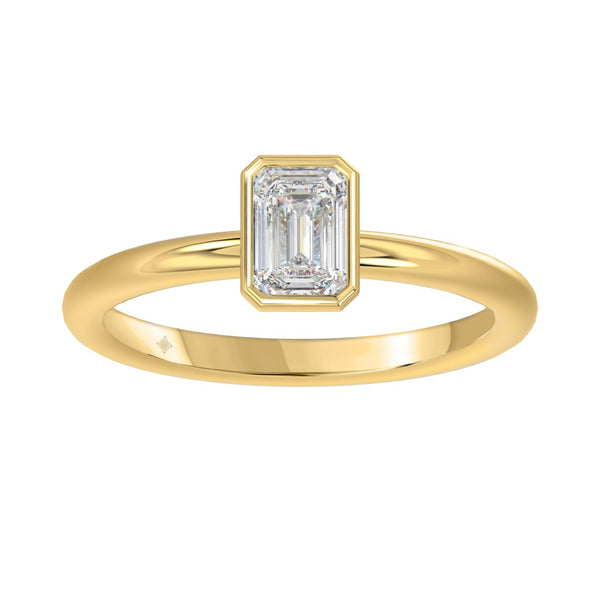 LADIES SOLITAIRE RING 1CT EMERALD DIAMOND 14K YELLOW GOLD (CENTER STONE EMERALD DIAMOND 1CT )