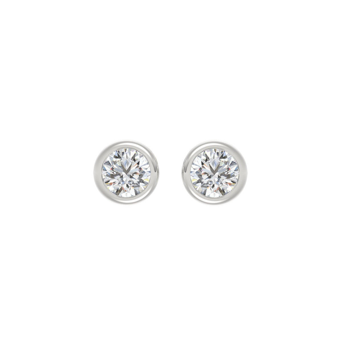 LADIES SOLITAIRE EARRINGS 2CT ROUND DIAMOND 14K WHITE GOLD