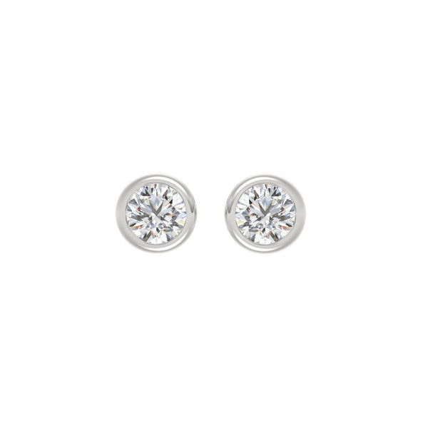 LADIES SOLITAIRE EARRINGS 2CT ROUND DIAMOND 14K WHITE GOLD