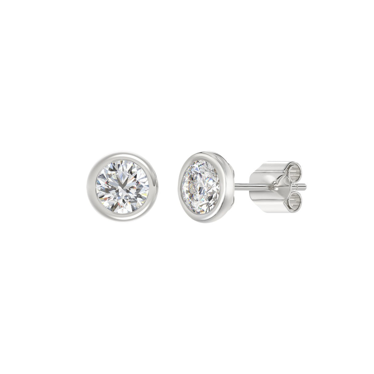 LADIES SOLITAIRE EARRINGS 2CT ROUND DIAMOND 14K WHITE GOLD