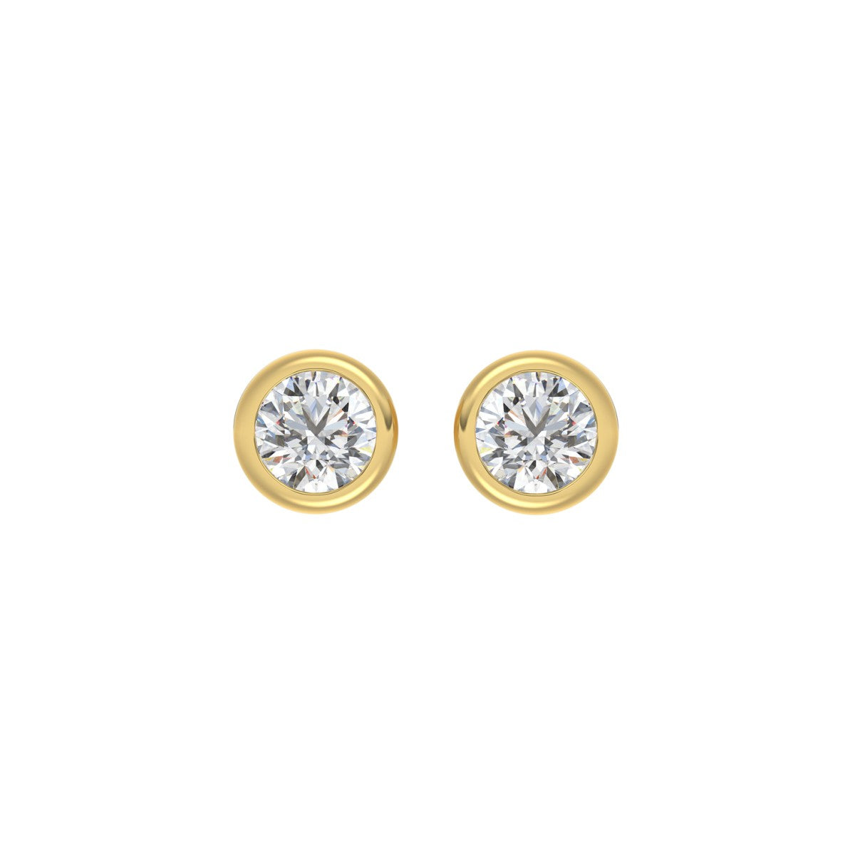 LADIES SOLITAIRE EARRINGS 2CT ROUND DIAMOND 14K YELLOW GOLD