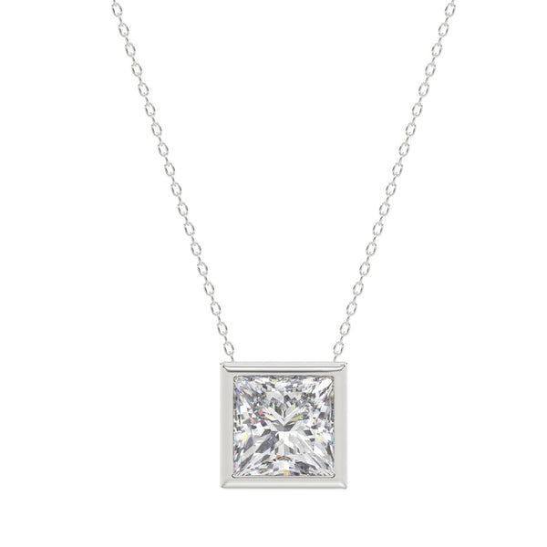 LADIES SOLITAIRE PENDANT 2CT PRINCESS DIAMOND 14K WHITE GOLD