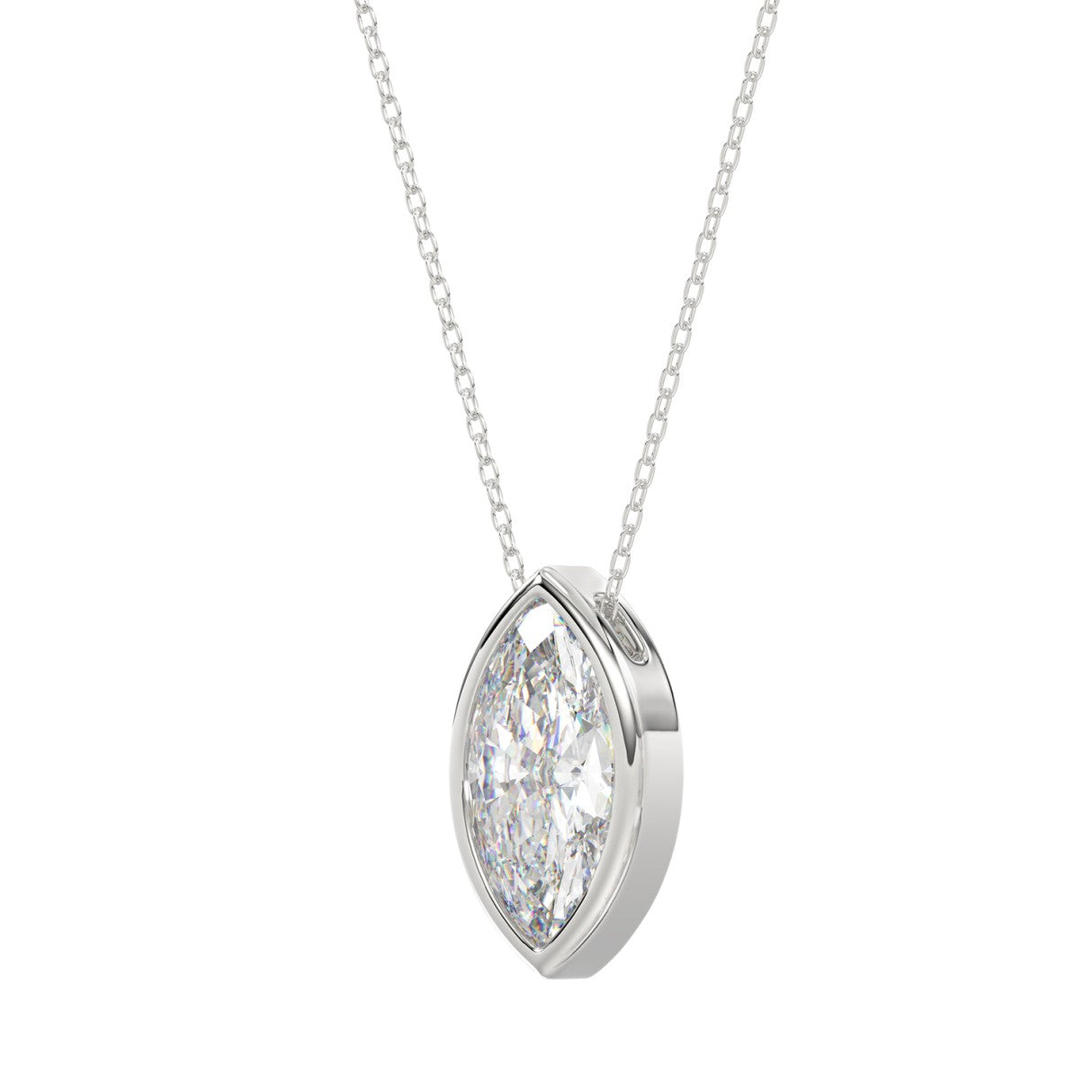 LADIES SOLITAIRE PENDANT 3CT MARQUISE DIAMOND 14K WHITE GOLD