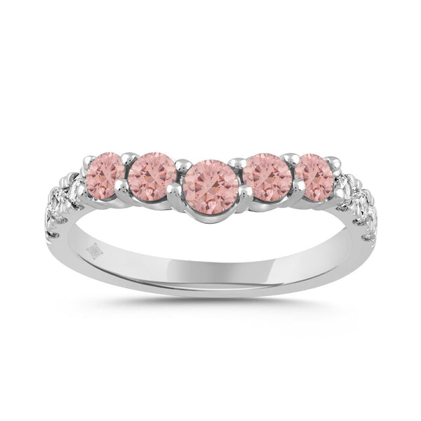 LADIES BAND 1CT ROUND DIAMOND 14K WHITE GOLD 