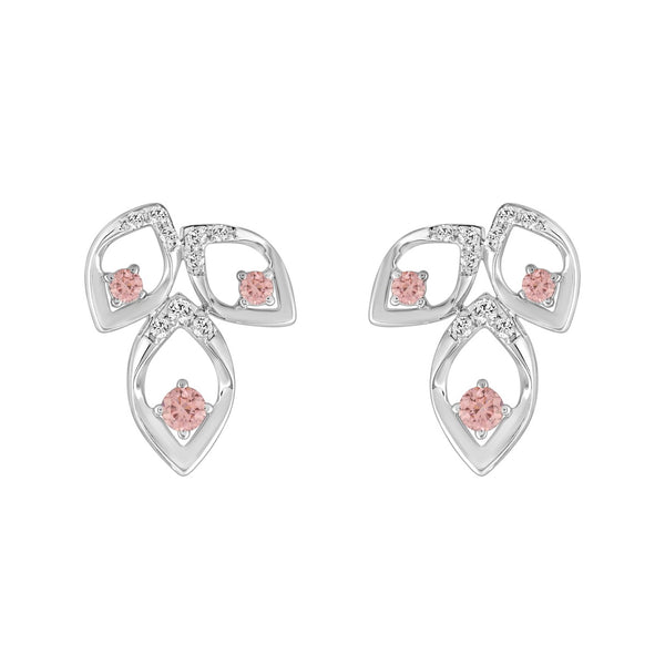 LADIES EARRINGS 1/2CT ROUND DIAMOND 14K WHITE GOLD (CENTER STONE ROUND DIAMOND 1/3CT )