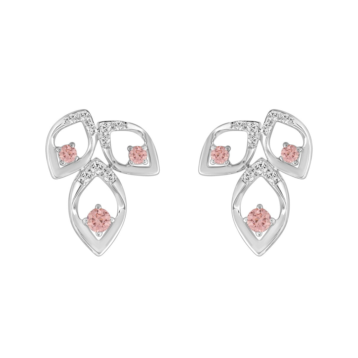 LADIES EARRINGS 1/2CT ROUND DIAMOND 14K WHITE GOLD (CENTER STONE ROUND DIAMOND 1/3CT )