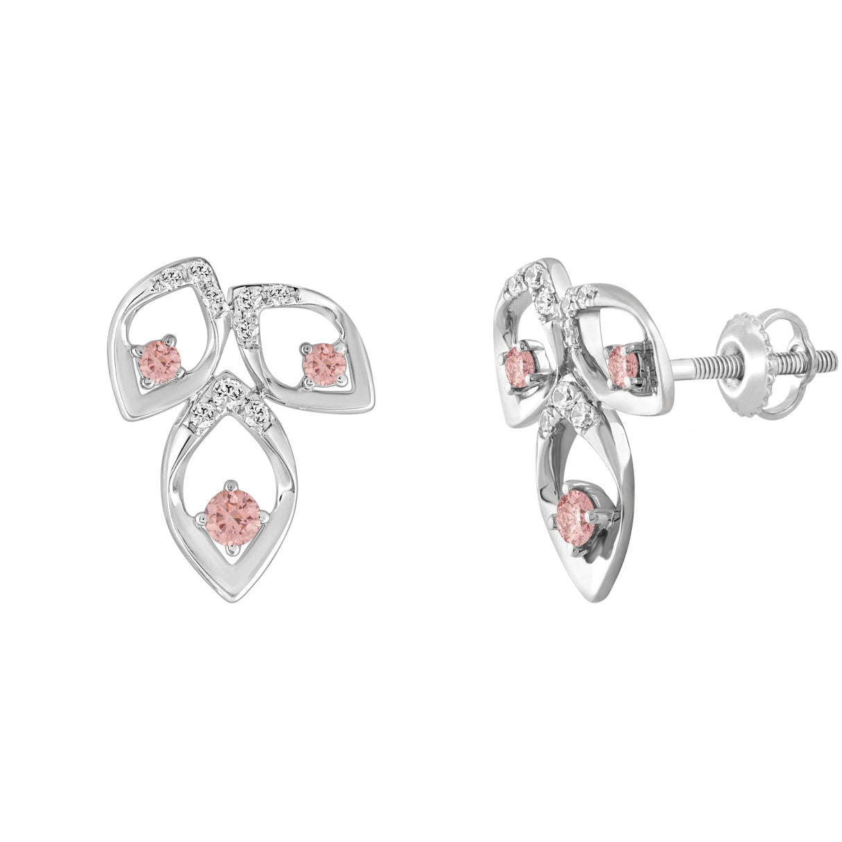 LADIES EARRINGS 1/2CT ROUND DIAMOND 14K WHITE GOLD (CENTER STONE ROUND DIAMOND 1/3CT )