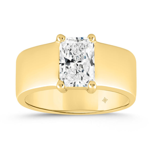 LADIES RING 2CT RADIANT DIAMOND 14K YELLOW GOLD 