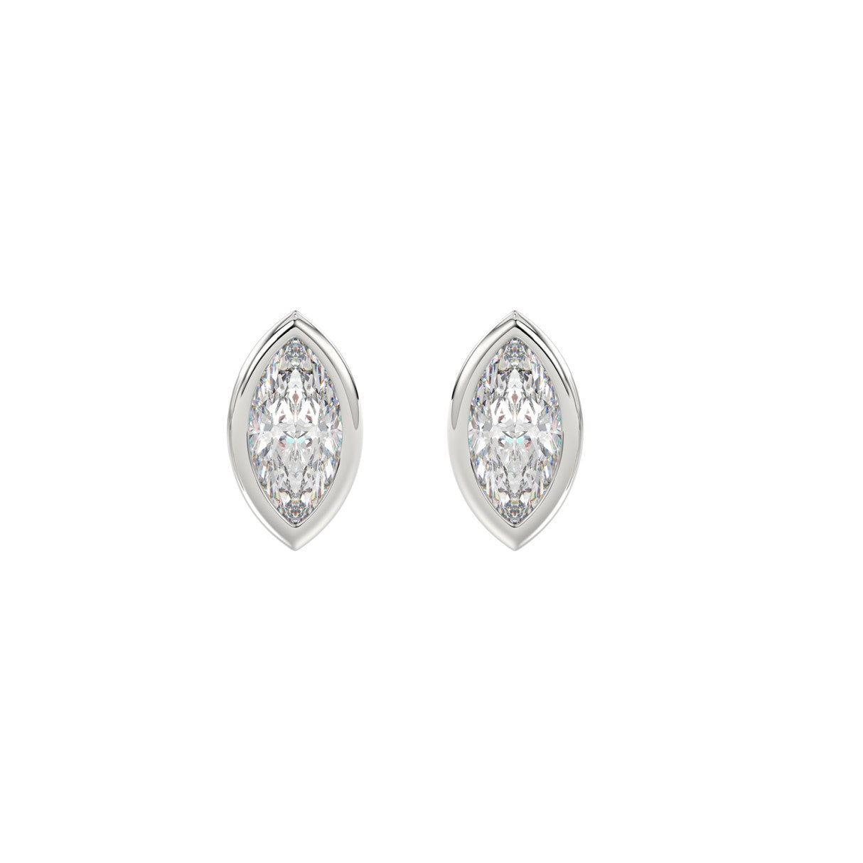 LADIES SOLITAIRE EARRINGS 1CT MARQUISE DIAMOND 14K WHITE GOLD