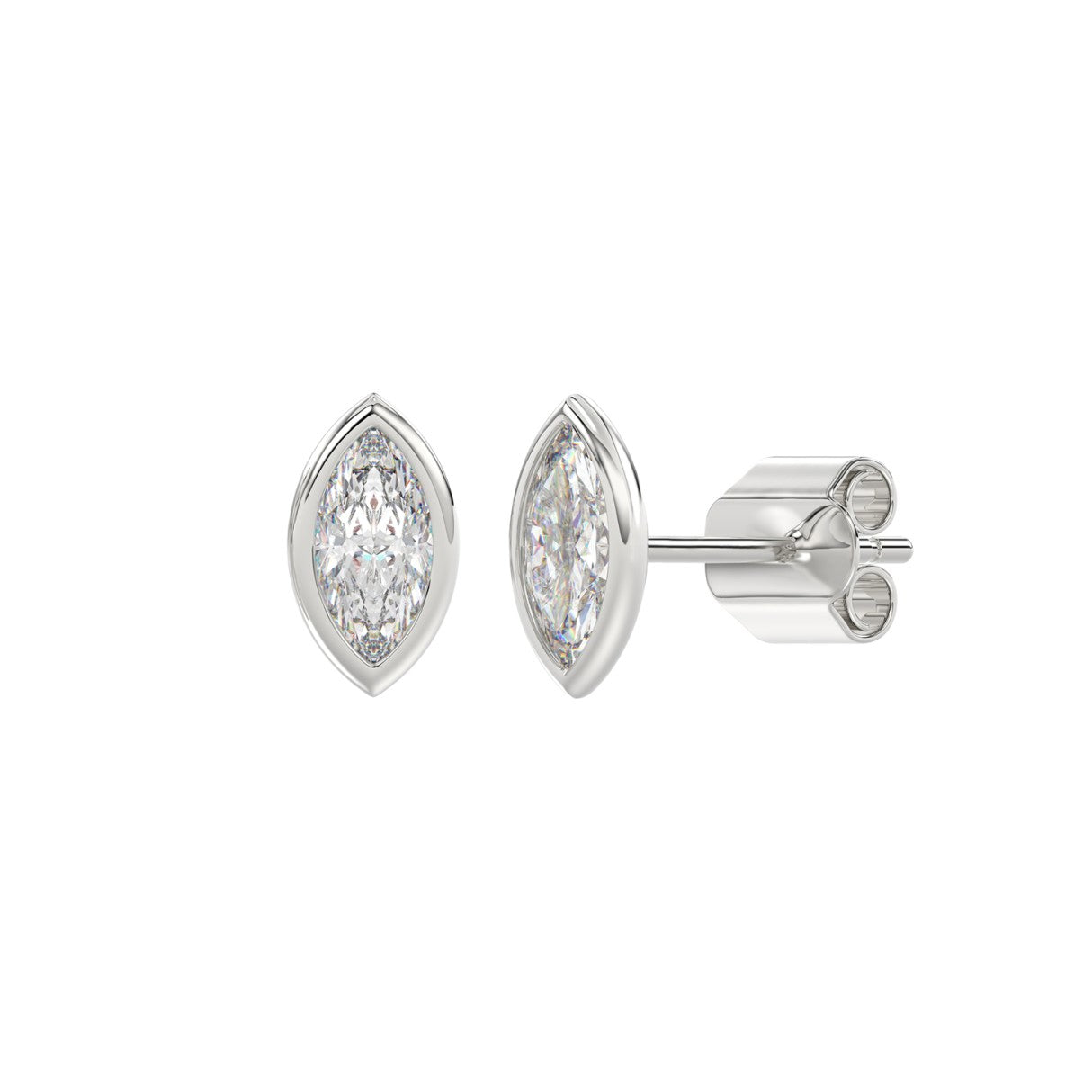 LADIES SOLITAIRE EARRINGS 1CT MARQUISE DIAMOND 14K WHITE GOLD