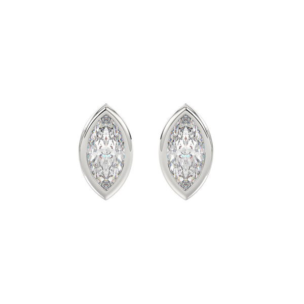 LADIES SOLITAIRE EARRINGS 2CT MARQUISE DIAMOND 14K WHITE GOLD
