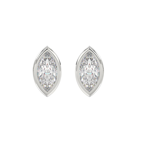 LADIES SOLITAIRE EARRINGS 3CT MARQUISE DIAMOND 14K WHITE GOLD