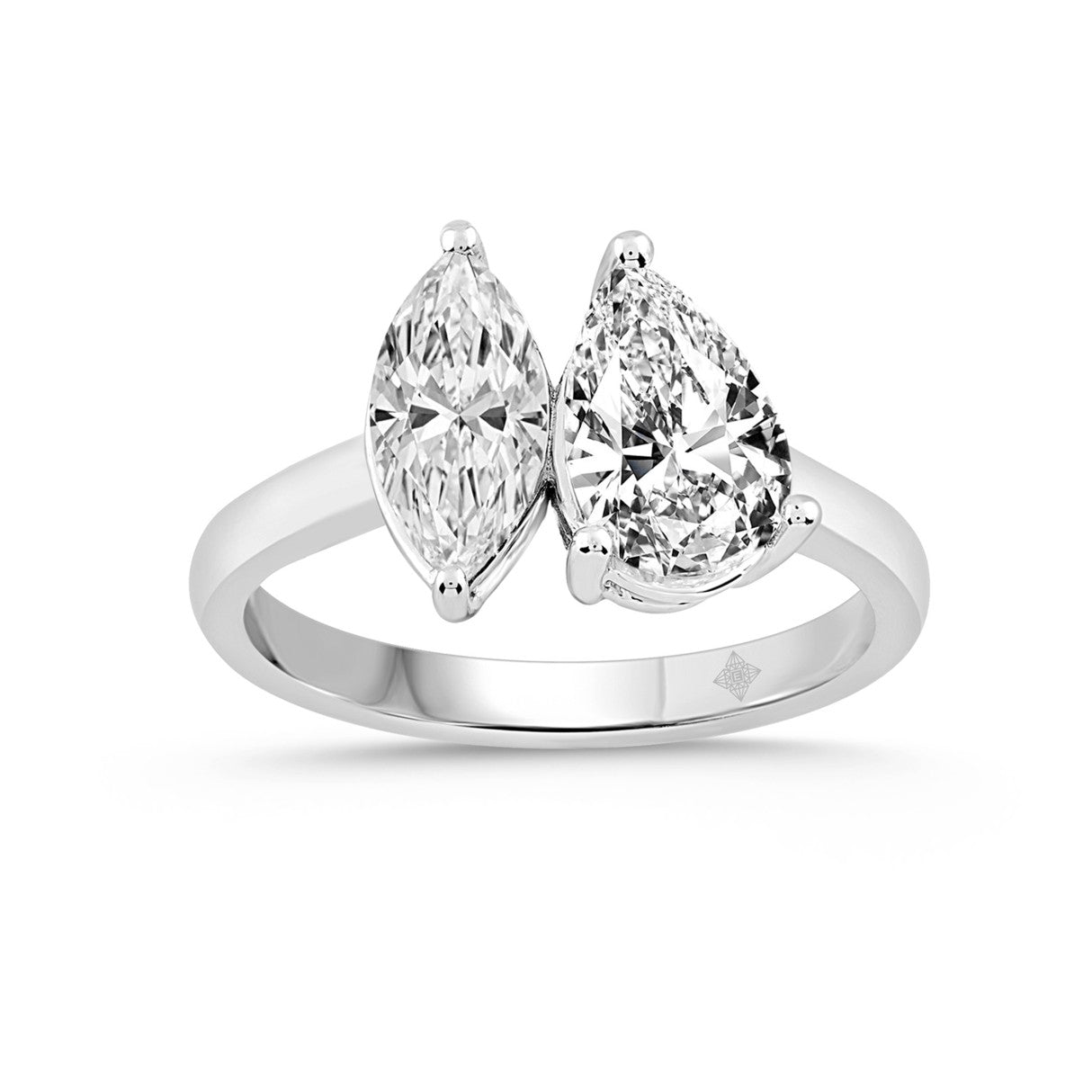 LADIES RING 2 1/2CT PEAR/MARQUISE DIAMOND 14K WHITE GOLD