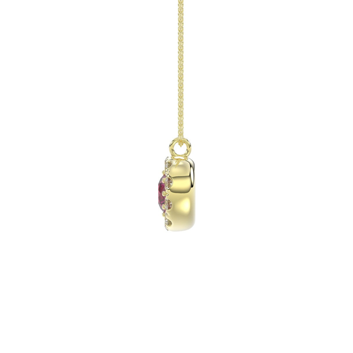 14K YELLOW GOLD 1.00CT ROUND/RUBY DIAMOND LADIES PENDANT (CENTER STONE ROUND RUBY DIAMOND 5/8CT)
