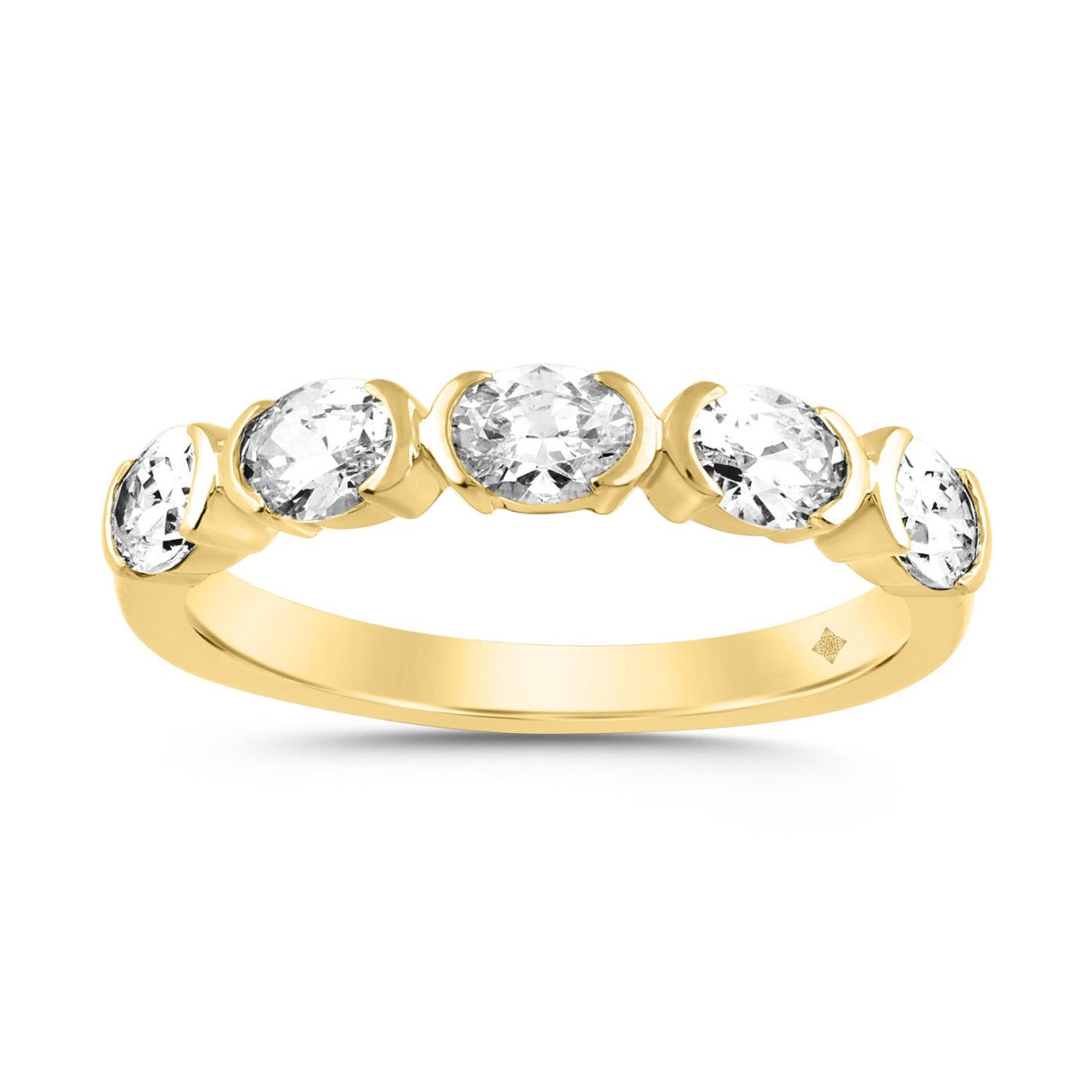 LADIES BAND 1CT OVAL DIAMOND 14K YELLOW GOLD