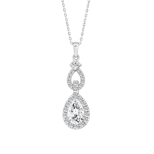 LADIES PENDANT 1 1/2CT ROUND/PEAR DIAMOND 14K WHITE GOLD
