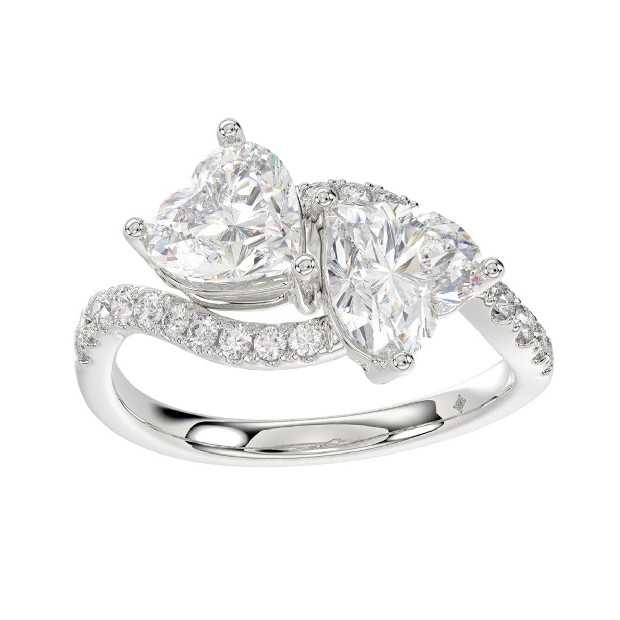 LADIES RING 3/4CT ROUND/HEART DIAMOND 14K WHITE GOLD