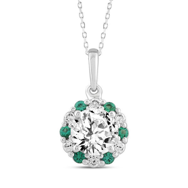 14K WHITE GOLD 1 1/4CT ROUND/GREEN DIAMOND LADIES PENDANT (CENTER STONE ROUND DIAMOND 1CT)