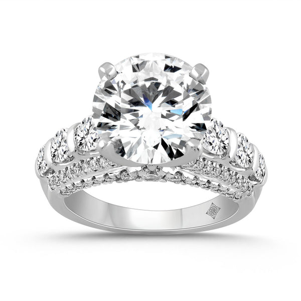 LADIES RING 4 1/2CT ROUND DIAMOND 14K WHITE GOLD (CENTER STONE ROUND DIAMOND 3CT )