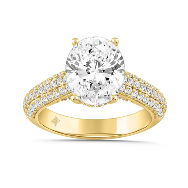 LADIES RING 3.75CT ROUND/OVAL DIAMOND 14K YELLOW GOLD (CENTER STONE OVAL DIAMOND 3.00CT)