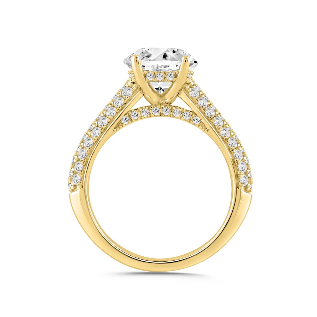 LADIES RING 3.75CT ROUND/OVAL DIAMOND 14K YELLOW GOLD (CENTER STONE OVAL DIAMOND 3.00CT)