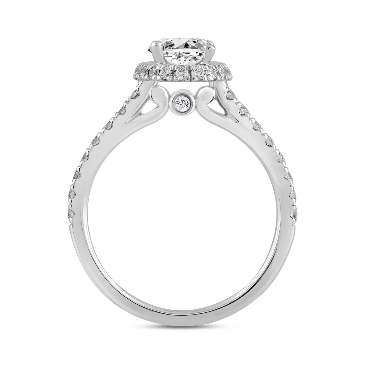 LADIES RING 2 1/2CT ROUND/OVAL DIAMOND 14K WHITE GOLD (CENTER STONE OVAL DIAMOND 2CT )