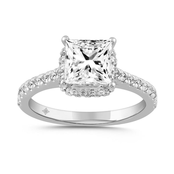 LADIES RING 2 1/2CT ROUND/PRINCESS DIAMOND 14K WHITE GOLD (CENTER STONE PRINCESS DIAMOND 2CT )